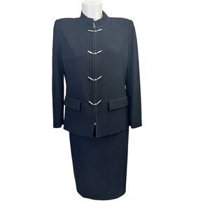 STIZZOLI Made in‎ Italy Ribbed Wool Knit 2 Piece Blazer & Skirt Set size 44/ 46